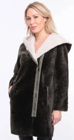 Women's khaki valere sheepskin coat