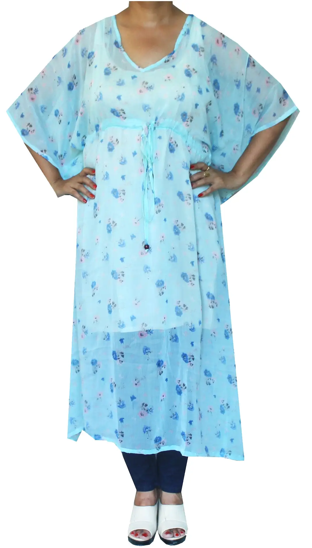 Womens Printed Caftan Evening Maxi Loungewear Kaftan