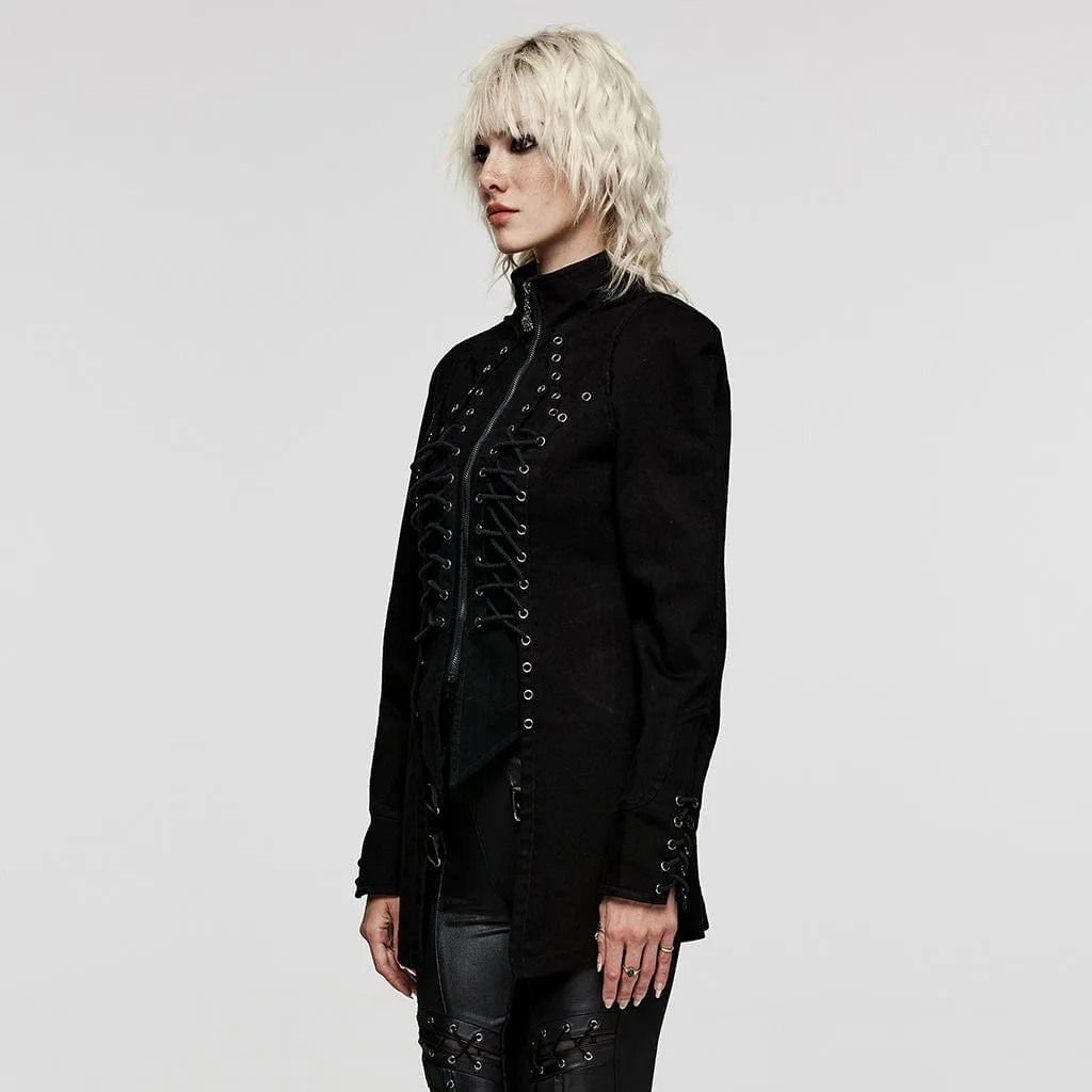 Women's Punk Stand Collar Irregular Coat