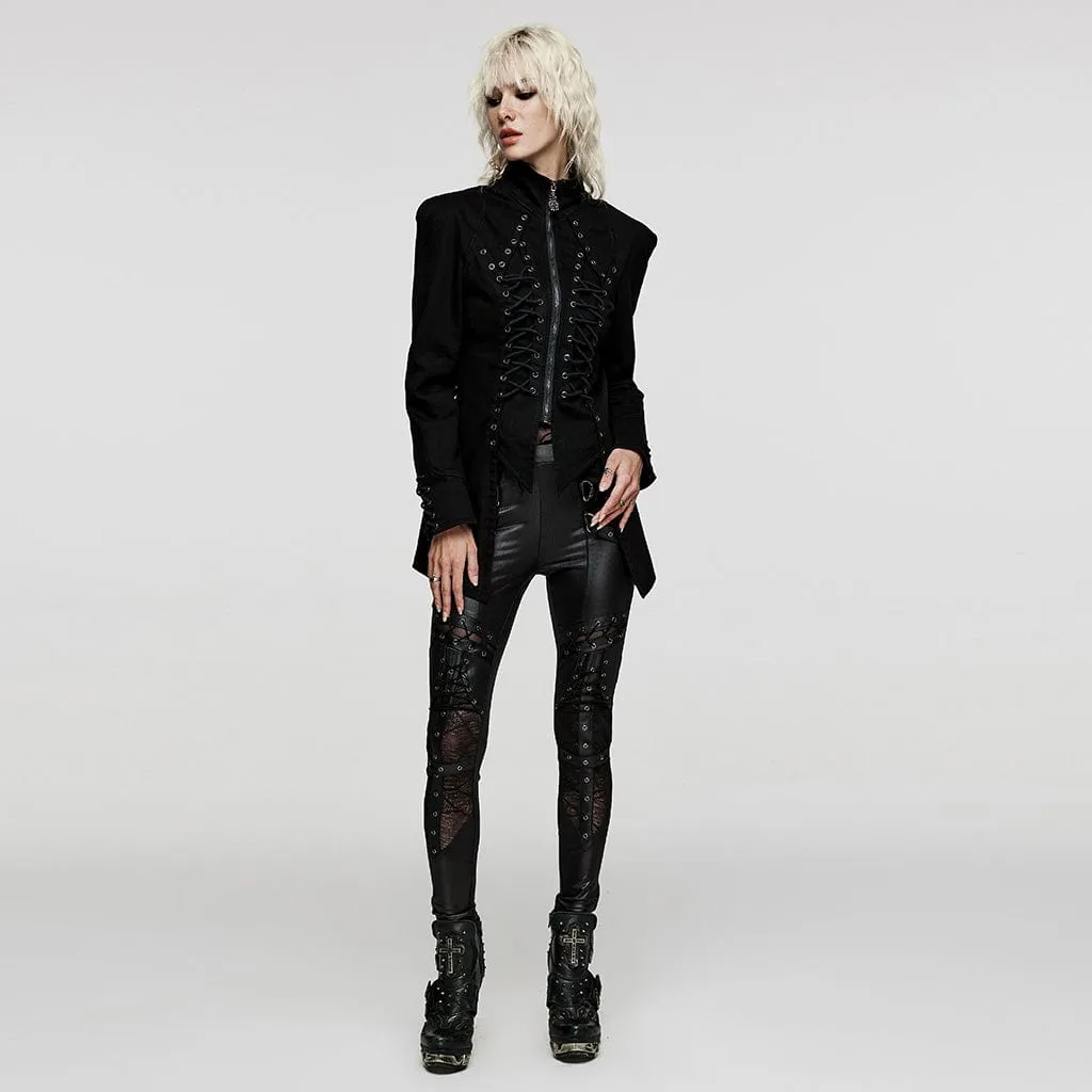 Women's Punk Stand Collar Irregular Coat