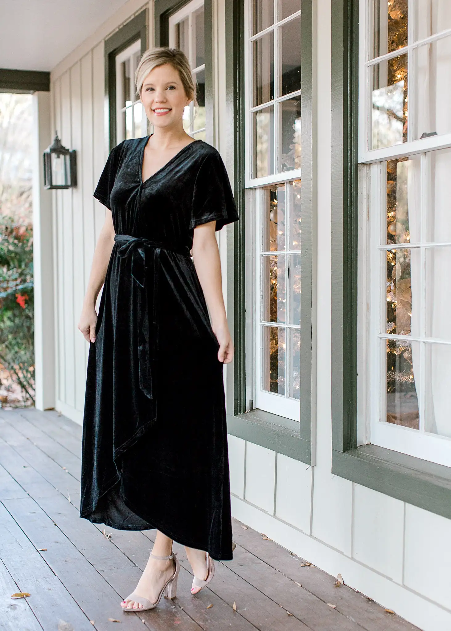 X Elegance Black Velvet Wrap Dress