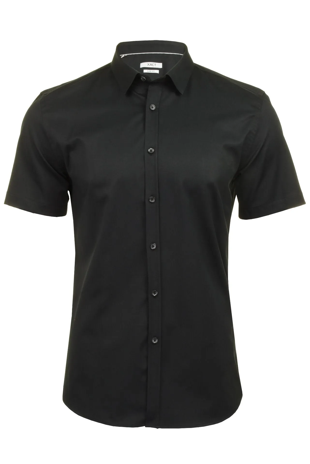 Xact Mens Short Sleeved Poplin Stretch Shirt - Slim Fit